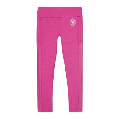 Girls' pink logo print leggings